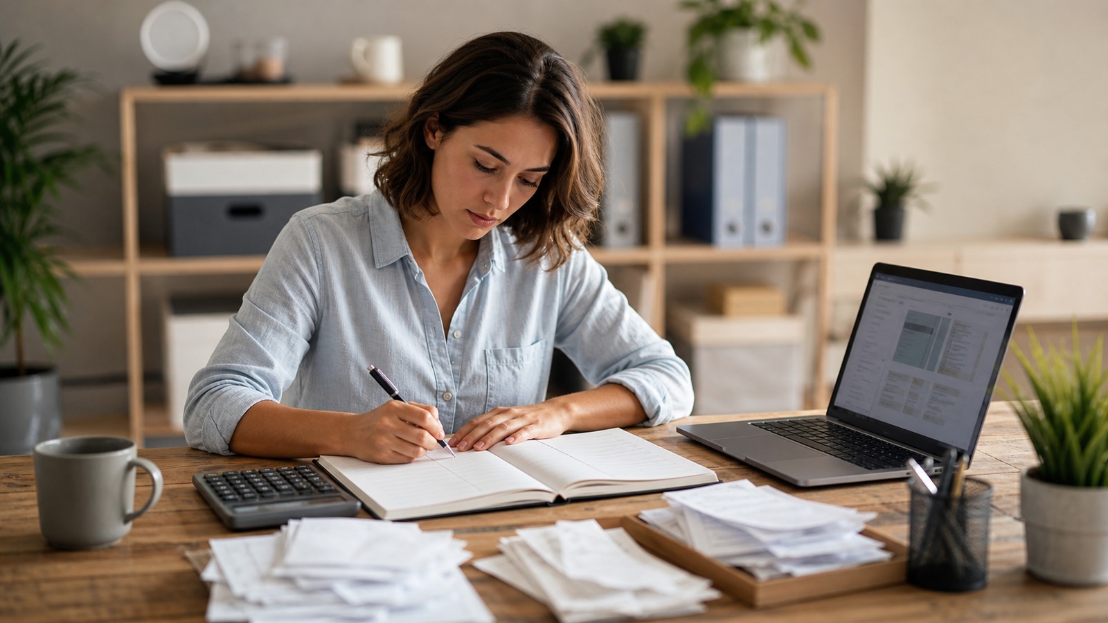 Ultra-photorealistic business finance image for The Beginner’s Guide to Bookkeeping in 2026